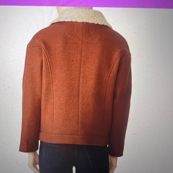 Moon River Rust Faux Shearling Moto Jacket - Picture 2 of 6
